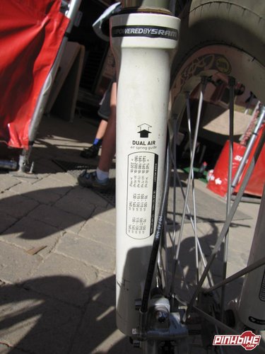 Suggested air spring pressure based on rider weights.